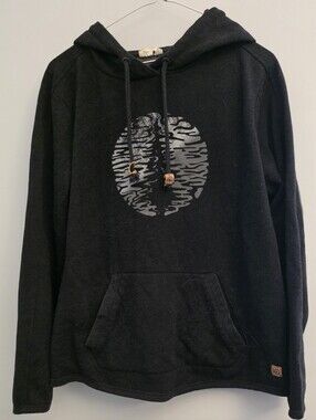 10 Tree Woman's Black Graphic Hoodie Sweatshirt